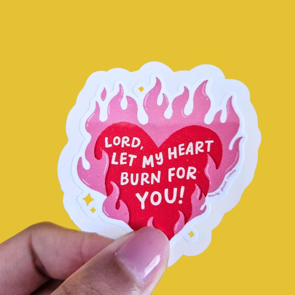 Heart On Fire Waterproof Sticker